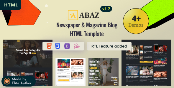 Abaz - Newspaper & Magazine Blog Bootstrap 5 Template