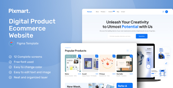 PixMart - Digital Products E-Commerce Website Figma Template