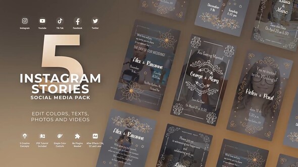 Golden Romantic Vertical Instagram Stories MOGRT Premiere Pro Premiere Pro template preview