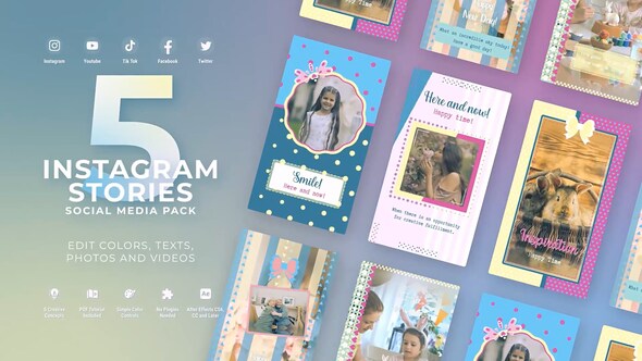 Instagram Happy Summer Pastel Reel Mogrt Premiere Pro Premiere Pro template preview