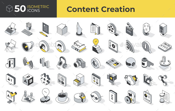 [DOWNLOAD]Content Creation Isometric Icons Set