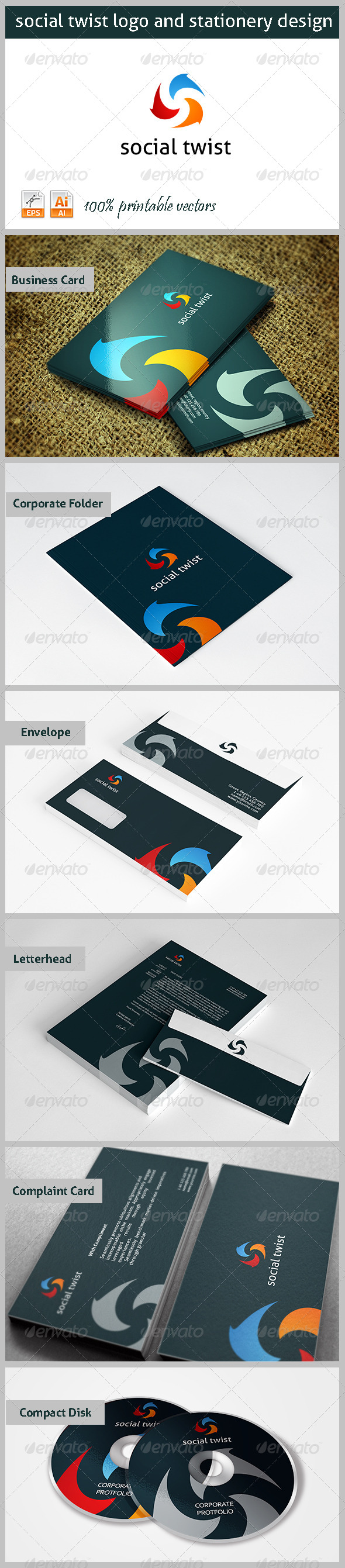 Social TwistLogo and Stationery - Stationery Print Templates