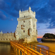 Belem Tower on the bank of the Tagus River in twilight. Lisbon, Portugal - PhotoDune Item for Sale