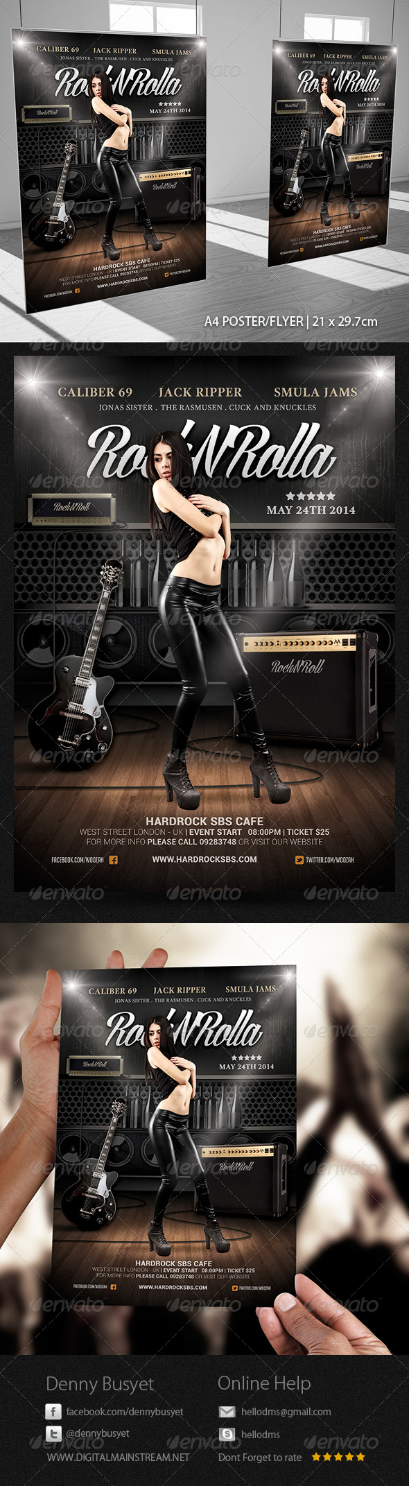 Rock And Roll Music Poster Flyer Template - Events Flyers