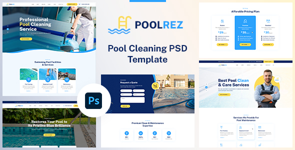 Poolrez | Pool Cleaning PSD Template