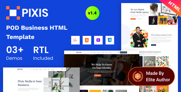Pixis - POD Business Website Bootstrap 5 Template