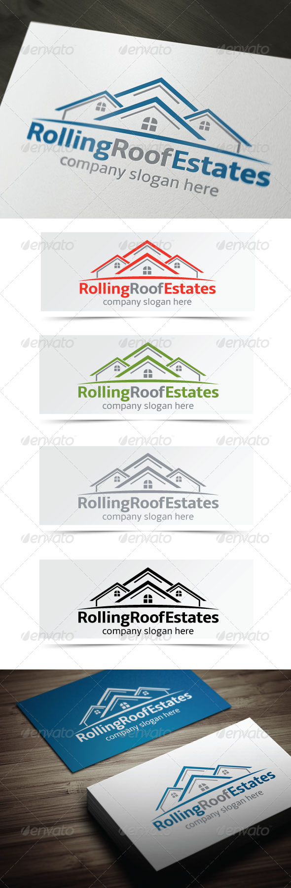 Rolling Roof Estates - Buildings Logo Templates
