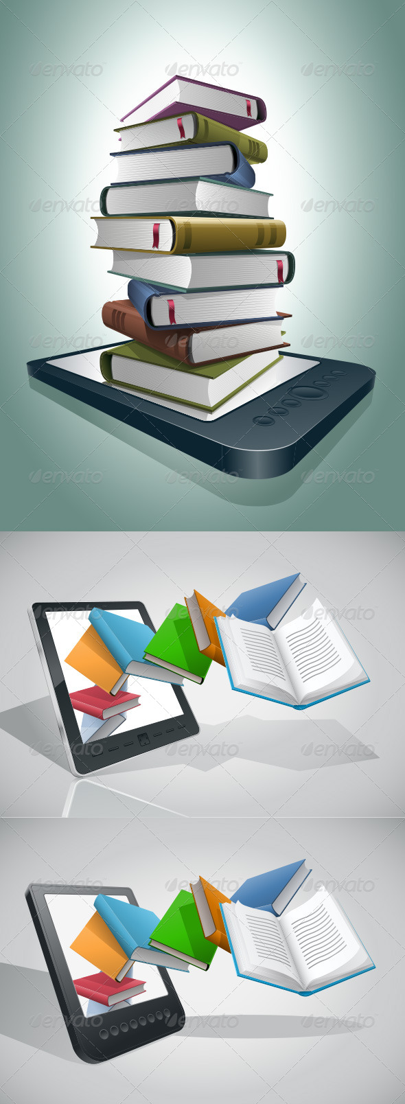 E-book Reader And Books Collection - Technology Conceptual