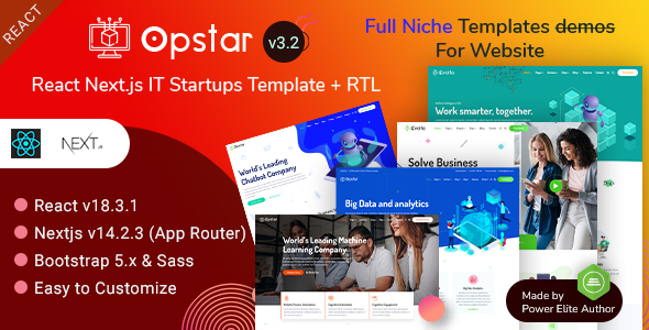 Opstar - IT Startup & Tech Services React Nextjs 14+ Template