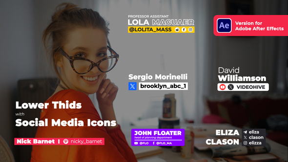 Lower Thirds with Social Media Icons Elements template preview