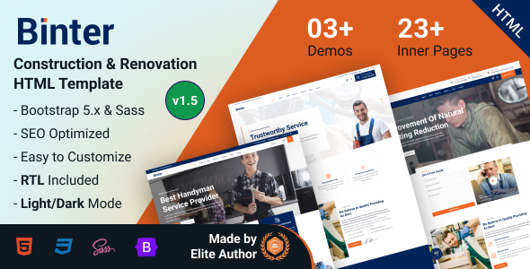 Binter - Construction & Renovation Services Bootstrap 5 Template