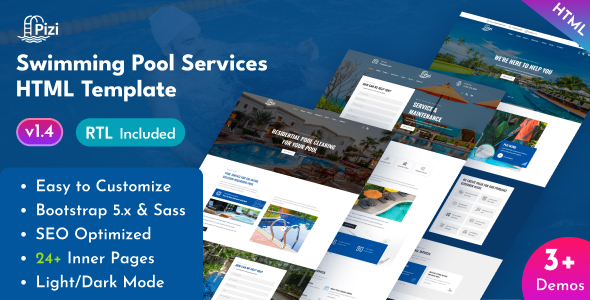 Pizi - Swimming Pool Services Bootstrap 5 Template by HiBootstrap ...