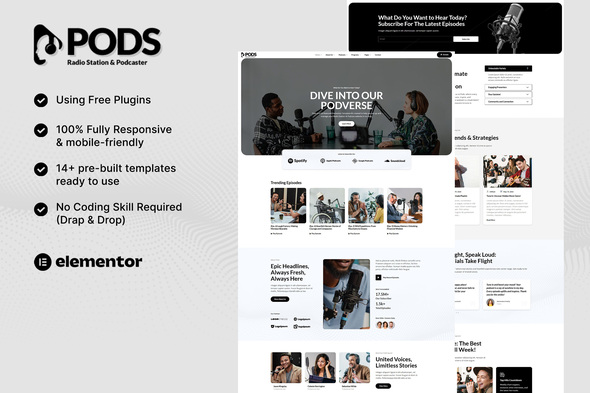 Potshow - Radio Station & Podcaster Elementor Template Kit