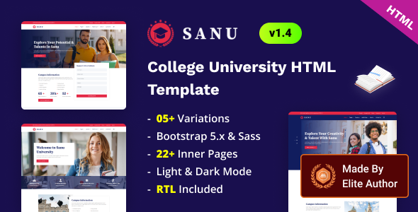 Sanu - College University Bootstrap 5 Template