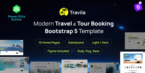 Travila - Modern Travel & Tour Booking HTML Template + RTL + Dashboard