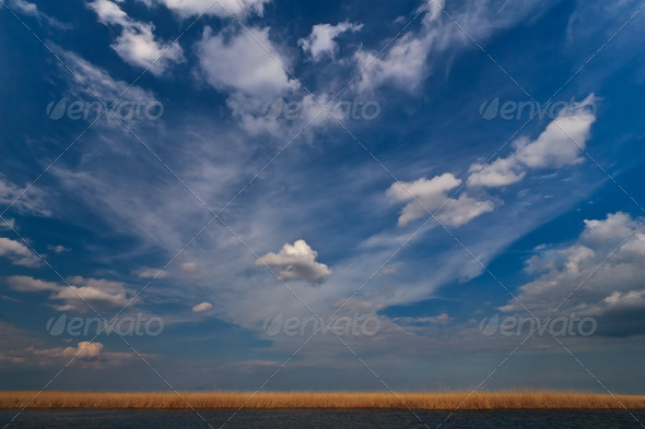 clouds over lake - Stock Photo - Images