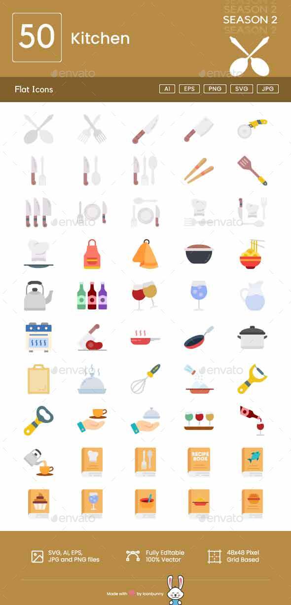 [DOWNLOAD]Kitchen Flat Multicolor Icons