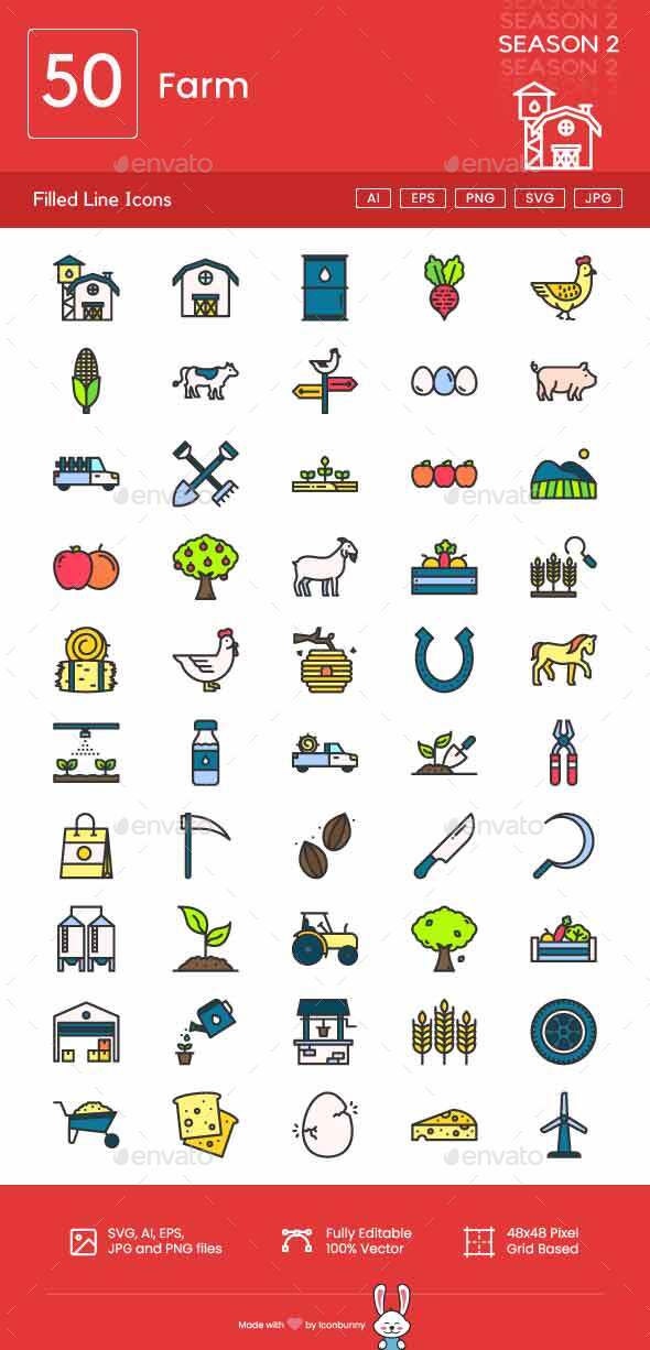 [DOWNLOAD]Farm Filled Line Icons