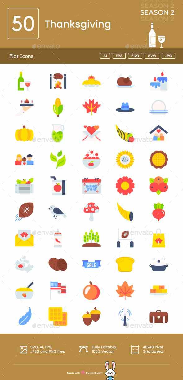 [DOWNLOAD]Thanksgiving Flat Multicolor Icons