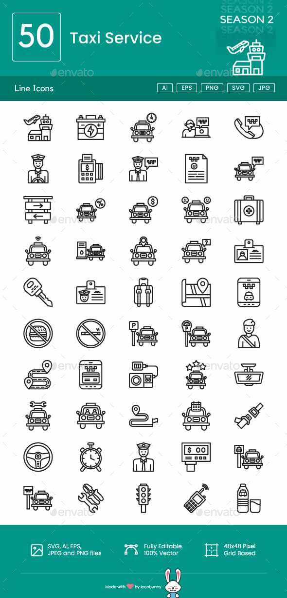 [DOWNLOAD]Taxi Service Line Icons