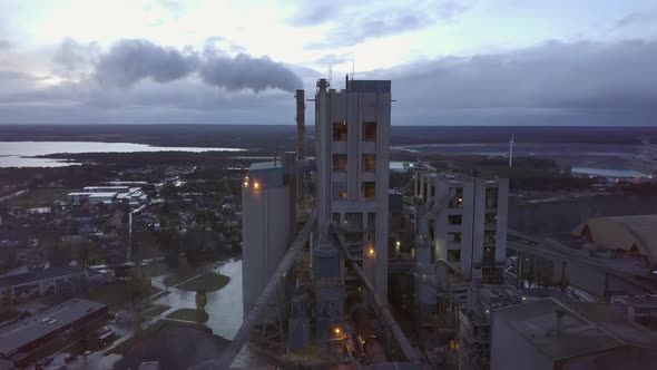 Aerial View of Cement Factory Industry