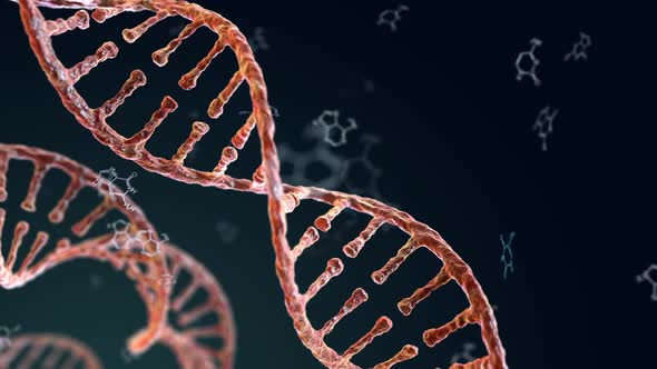 Spiral Strands of DNA on the Dark Background
