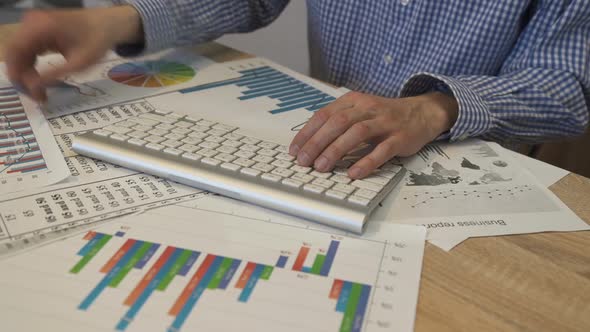 Financial Analyst Using Accounting Business App, Economist Analyzing Statistics,