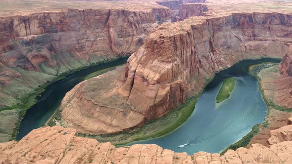 Beautiful Panoramic Aerial View of Red Horseshoe Bend. Nature: River ...