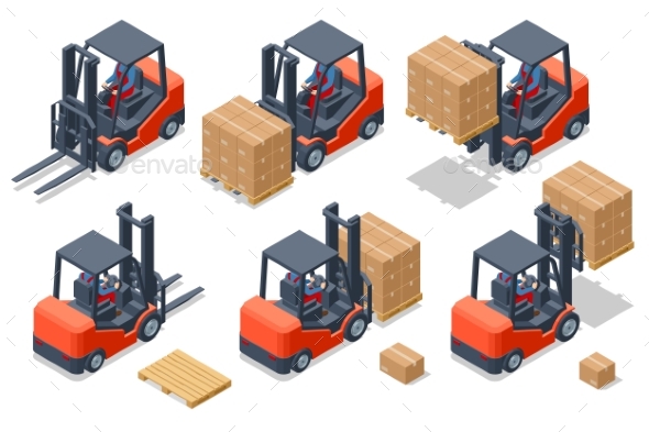 [DOWNLOAD]Isometric Forklift Isolated on White Background