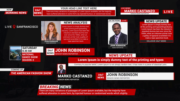 Broadcast News Lower Thirds Premiere Pro template preview