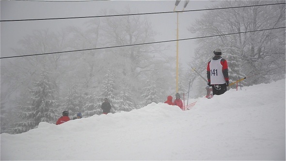 Ski Lift And Skiers On Slope 2