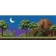 8 Bit Pixel Night Tropical Forest with Mountain