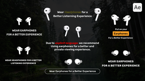 Use Earphones Advisory Animations Elements template preview