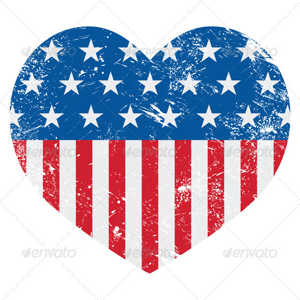 USA America Retro Heart Flag - Retro Technology