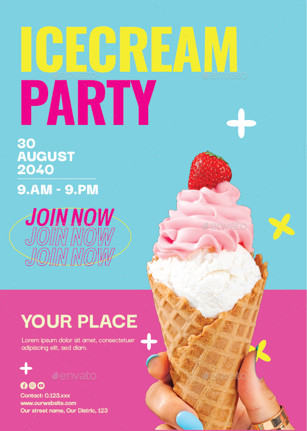 Ice Cream Party Flyer, Print Templates | GraphicRiver