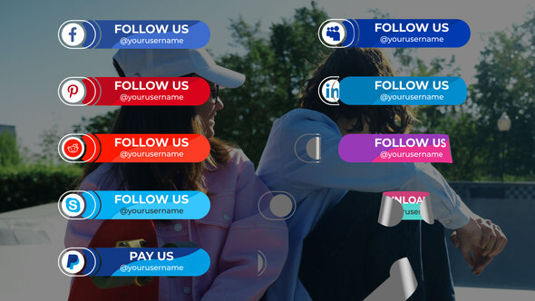 Folding Social Media Lower Thirds Premiere Pro template preview