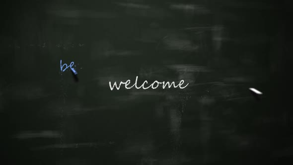 Welcome' in English, German, Russian, French, Spanish, Portugese. Blackboard. alt