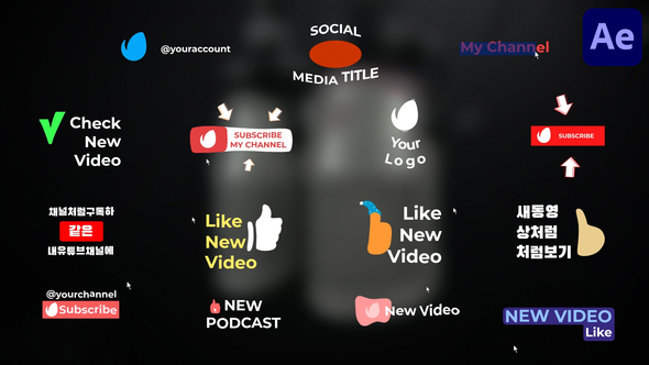 Social Media Buttons And Titles for After Effects Titles template preview