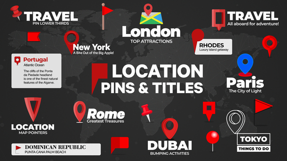 Location Pins and Text Titles template preview