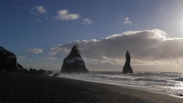 Iceland Black Sand Beach Reveal Basalt Rock Formations Trolls Toes
