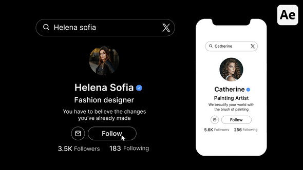 X Search Bar, Profile, Result Elements template preview