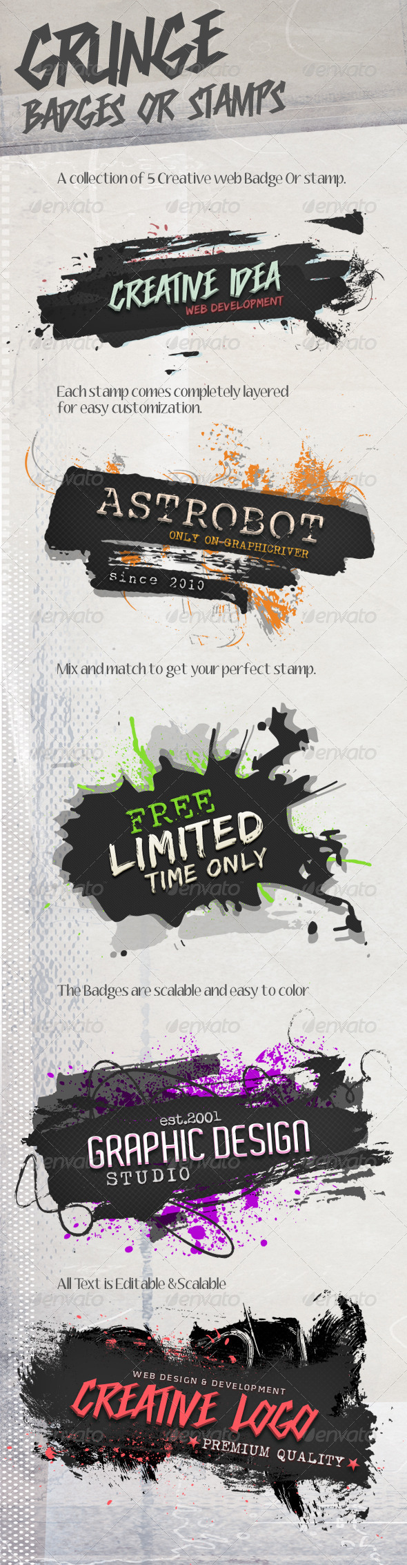 Grunge Badges / Stamps - Badges & Stickers Web Elements