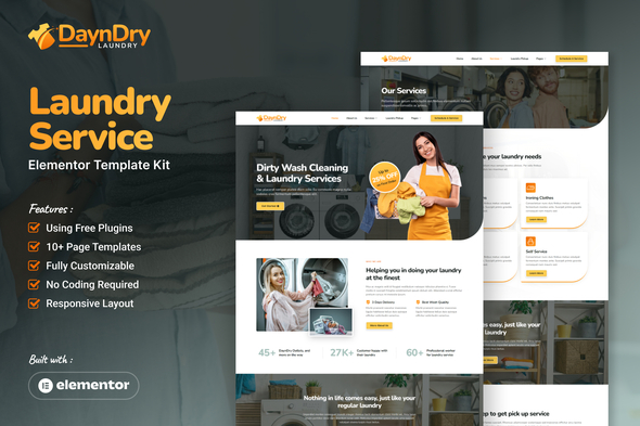 DaynDry - Laundry Service Elementor Template Kit