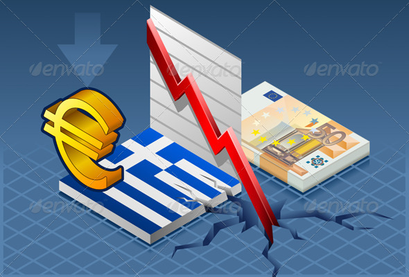 Isometric Greece Crisis - Conceptual Vectors