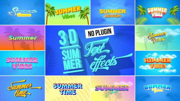 3D Summer Text Effects Titles template preview