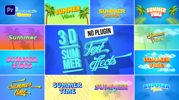 3D Summer Text Effects Premiere Pro template preview