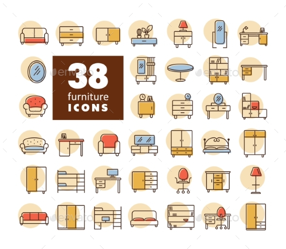 [DOWNLOAD]Simple Set of Furniture Vector Icon