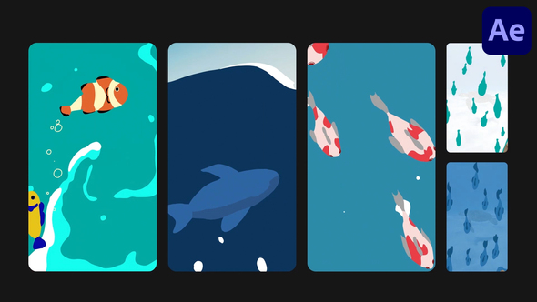 Fish Vertical Transitions | After Effects Elements template preview