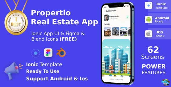 [DOWNLOAD]Real Estate App ANDROID + IOS + FIGMA + 3D Blend Icons | UI Kit | Ionic | Propertio