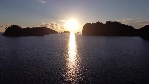 Drone Sunrise, Beautiful , Amazing Sun and Ocean
